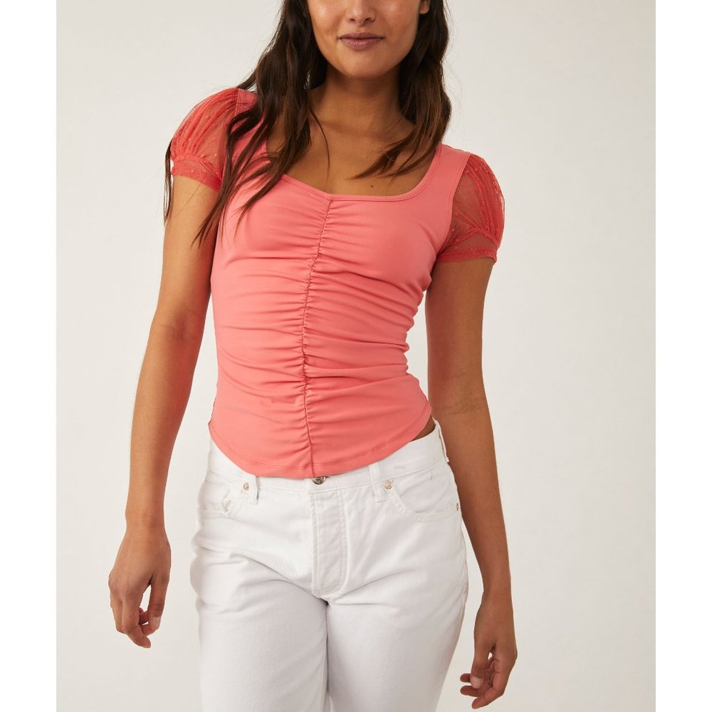Free People Coral Ruched Camisole